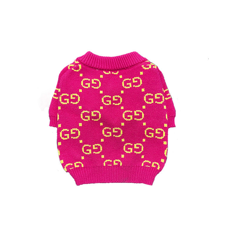 GG Magenta V-neck Sweater