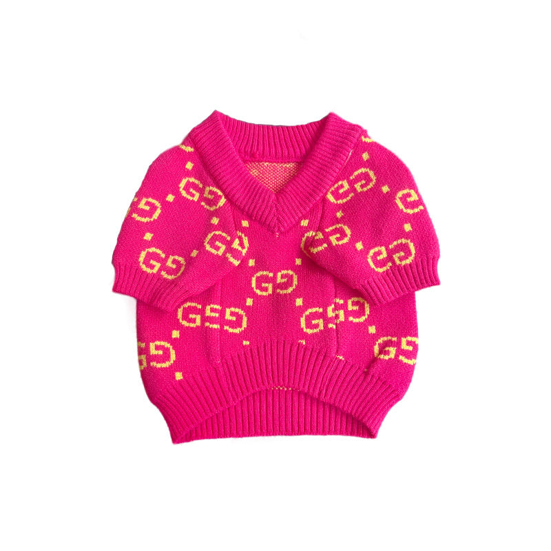 GG Magenta V-neck Sweater