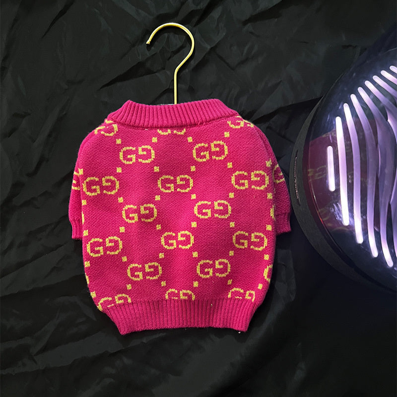 GG Magenta V-neck Sweater