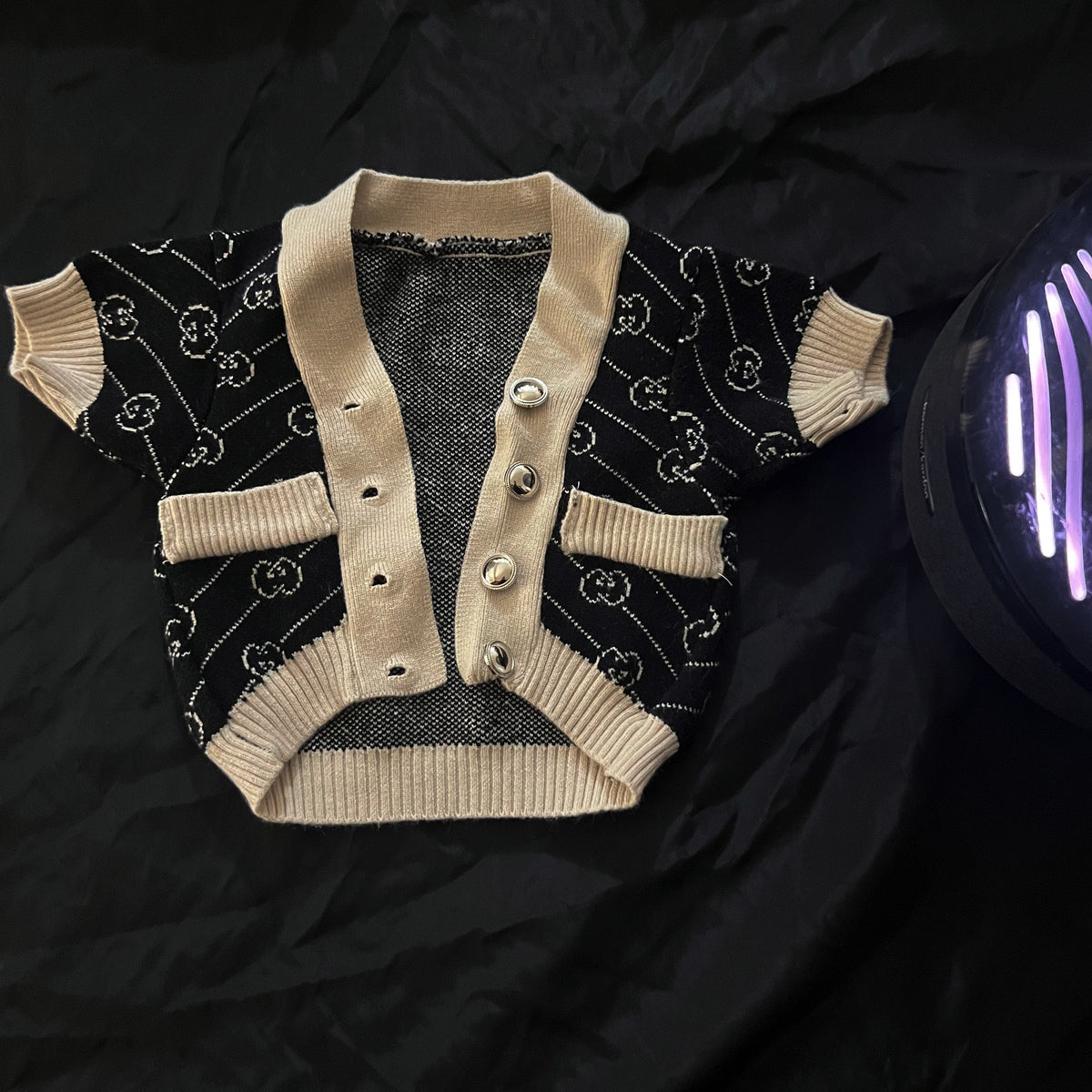 Black GG cardigan sweater