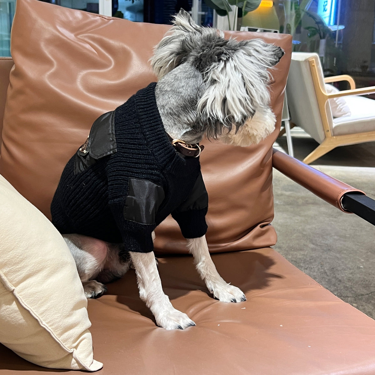 Black sweater with a P on it