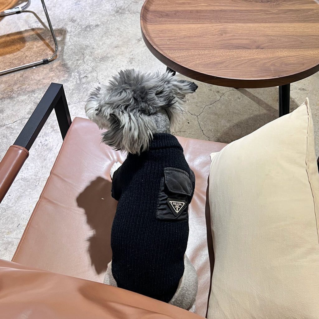 Black sweater with a P on it