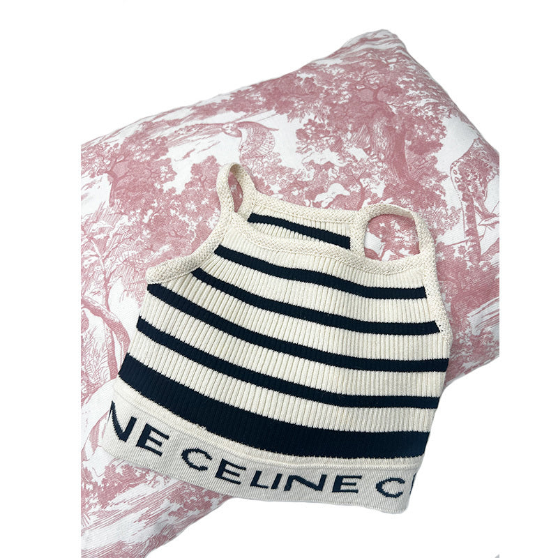 C-letter spaghetti strap T-shirt