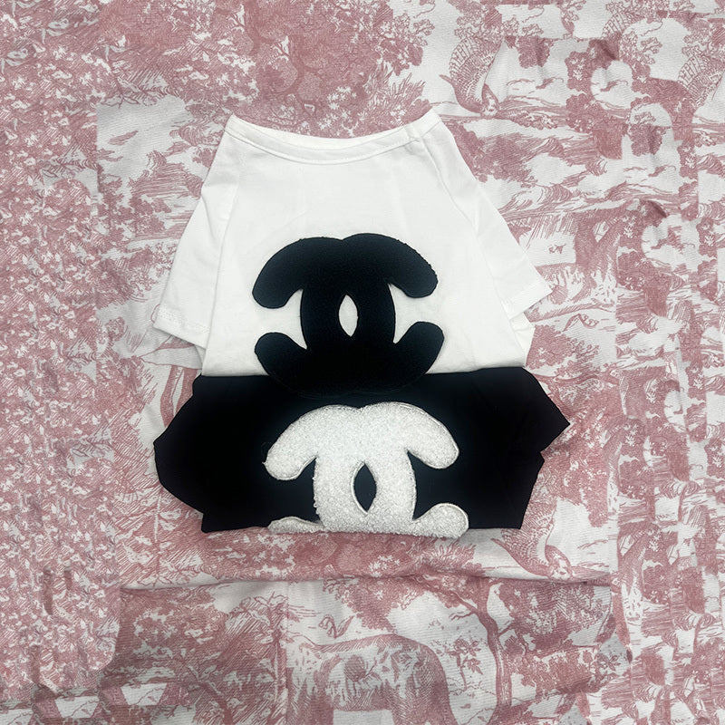Little Chanel Appliqué Dog T-Shirt