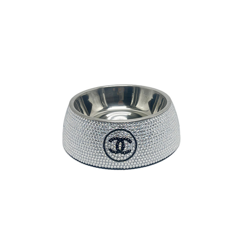 Small perfume rhinestone dog bowl