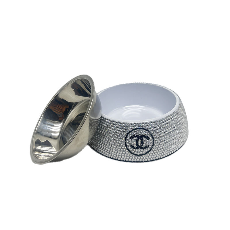 Small perfume rhinestone dog bowl