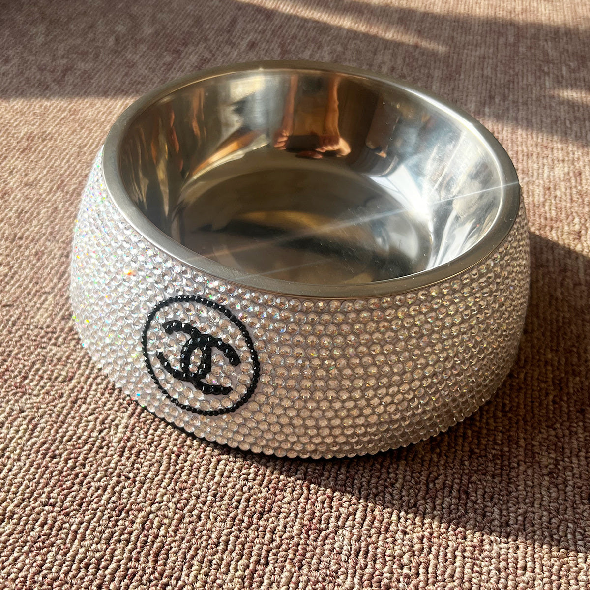 Small perfume rhinestone dog bowl