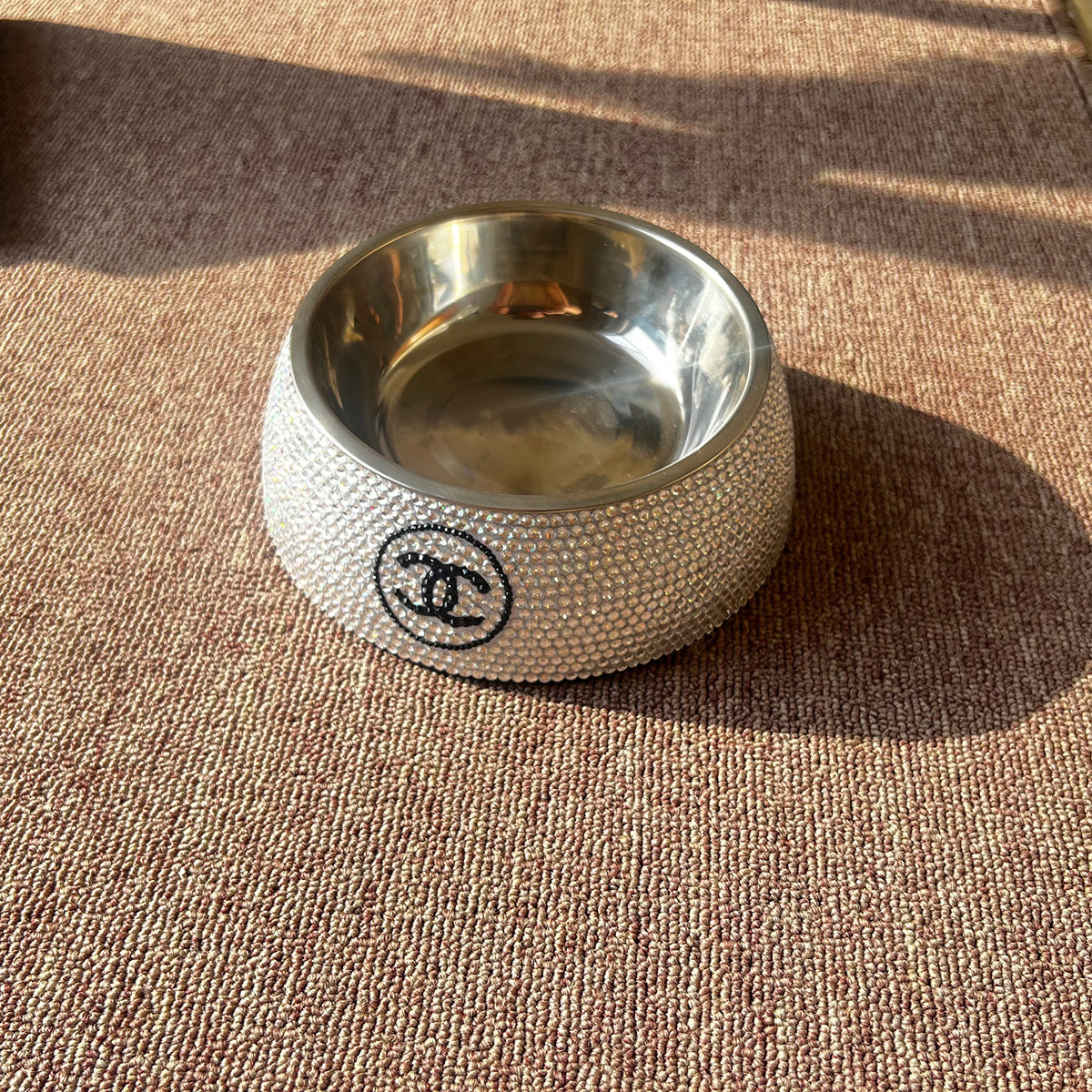 Small perfume rhinestone dog bowl