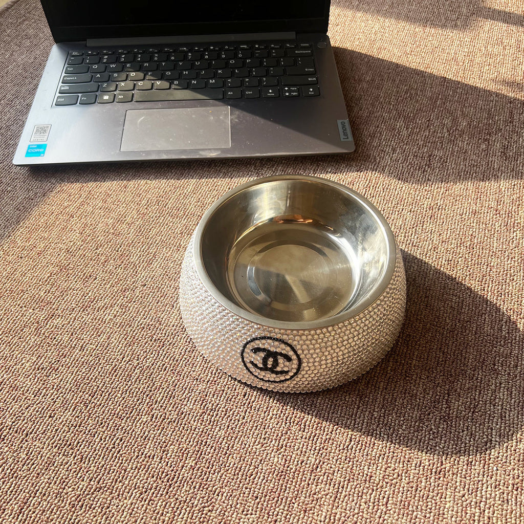 Small perfume rhinestone dog bowl