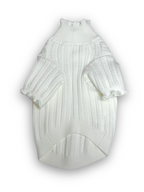 Knitted High Neck Dog Top with Ruffled Trim