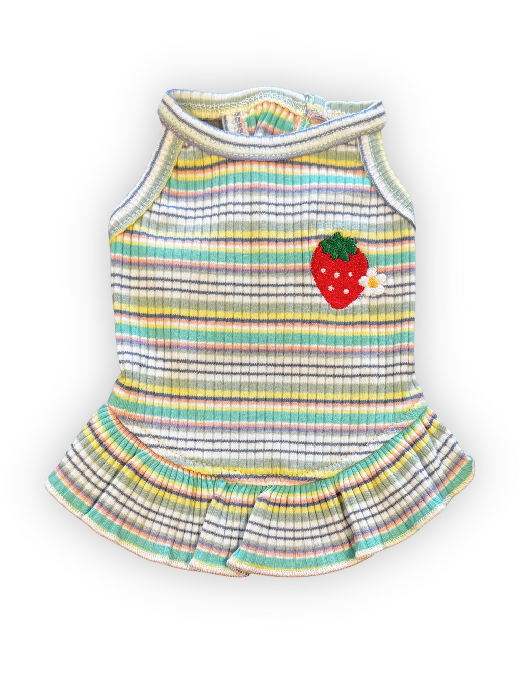 Strawberry Bloom Halter Dress – Ribbed Dog Dress