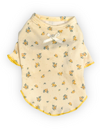 Garden Breeze Top – Lightweight Floral Ribbed Dog Shirt with Ruffle Trim