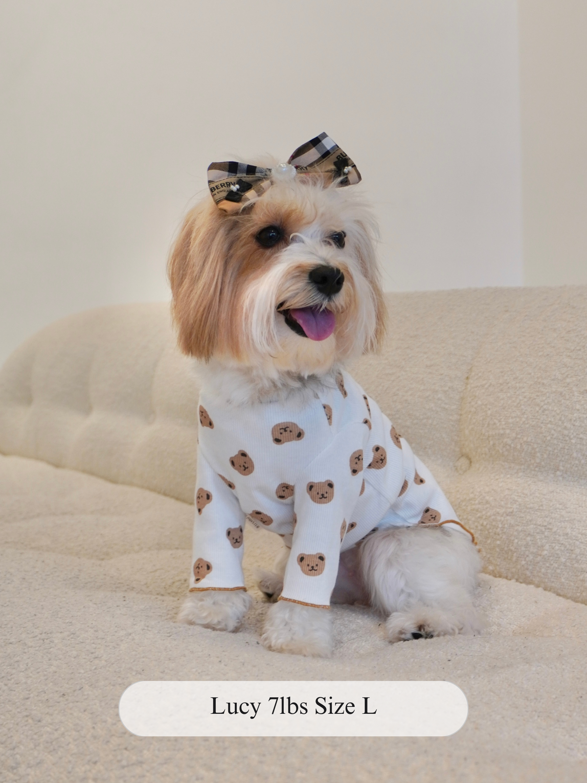 Plaid Dog Bow Hair Accessories